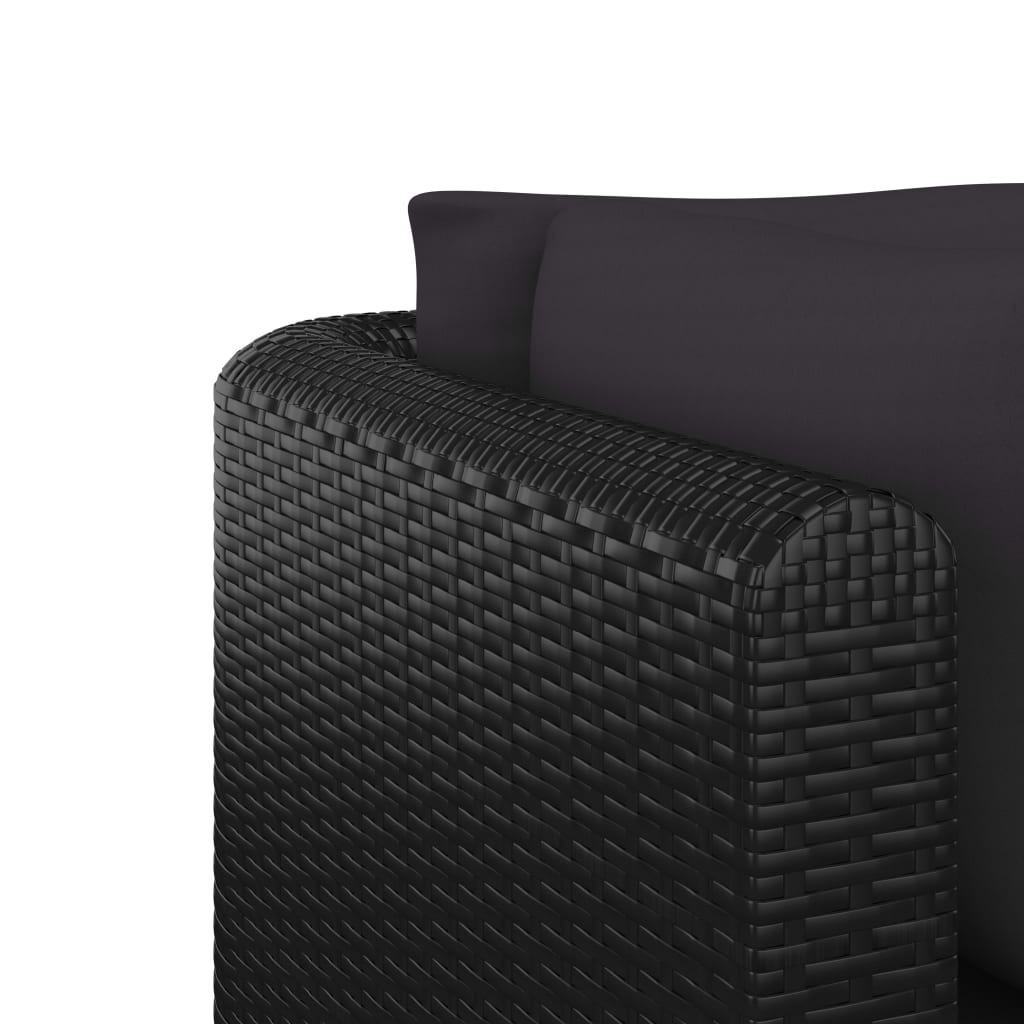 Sodo baldų komplektas su pagalvėlėmis, 5 dalių, juodas, ratanas