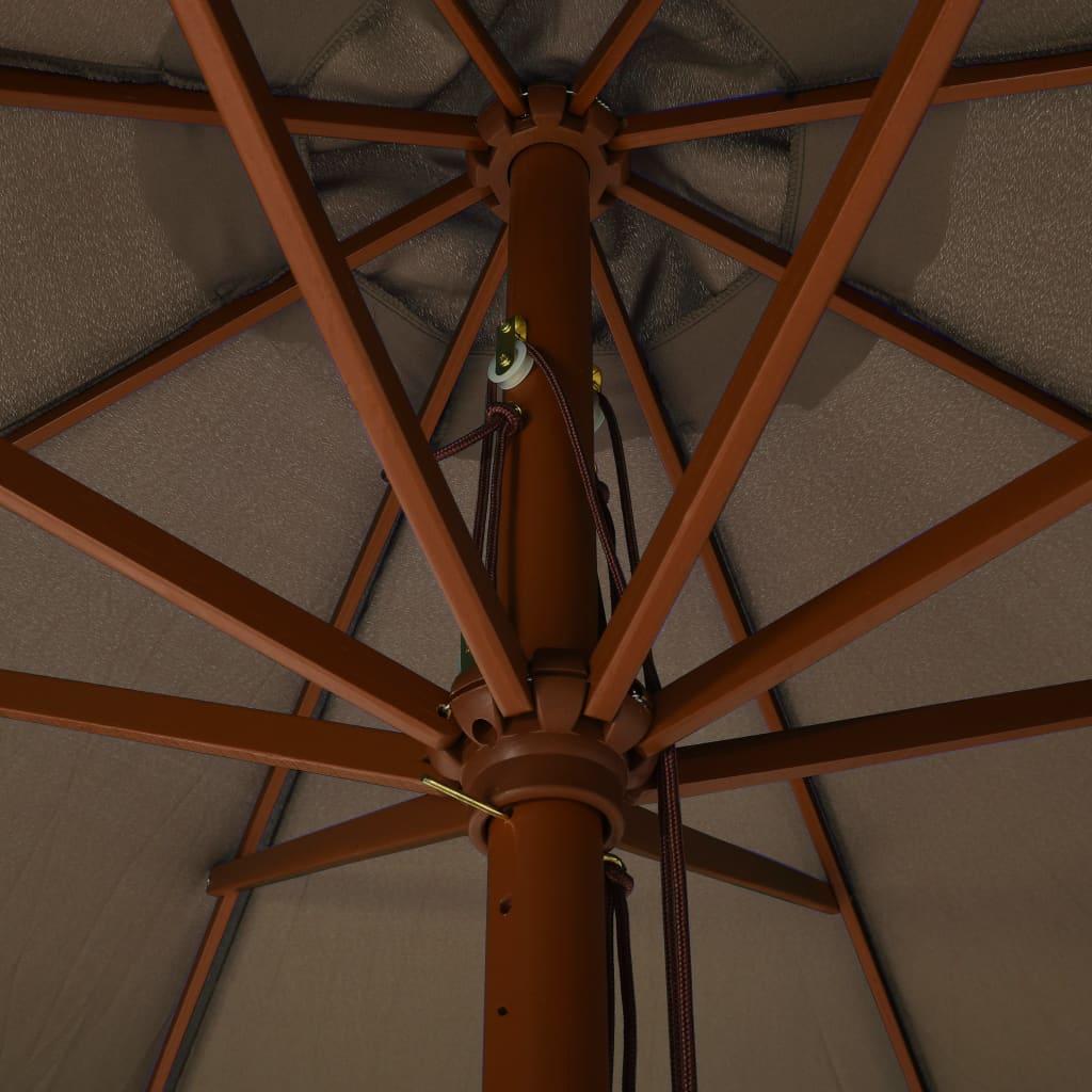 Lauko skėtis su mediniu stulpu, taupe spalvos, 330cm
