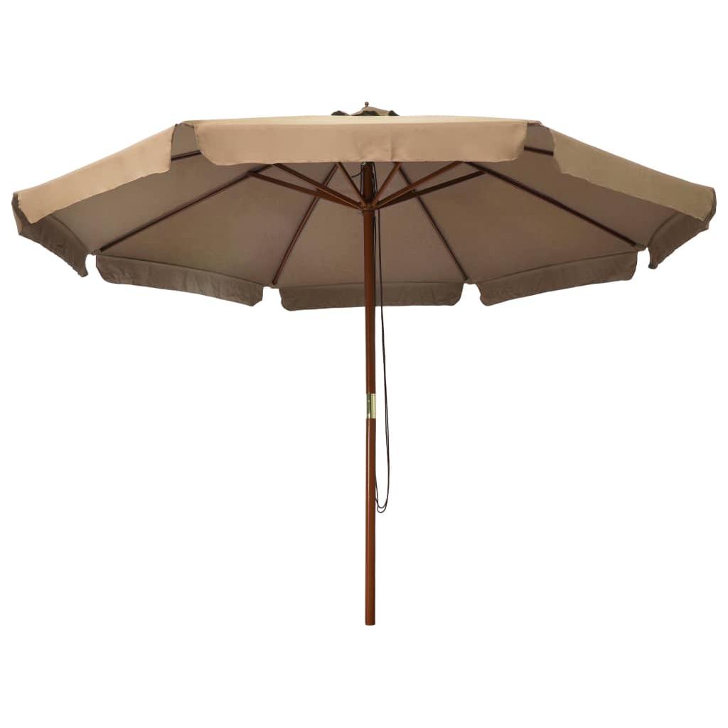 Lauko skėtis su mediniu stulpu, taupe spalvos, 330cm