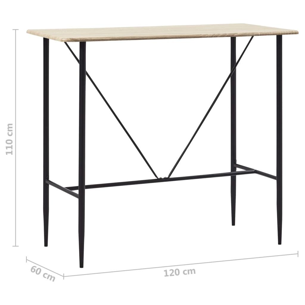 Baro stalas, ąžuolo spalvos, 120x60x110cm, MDF