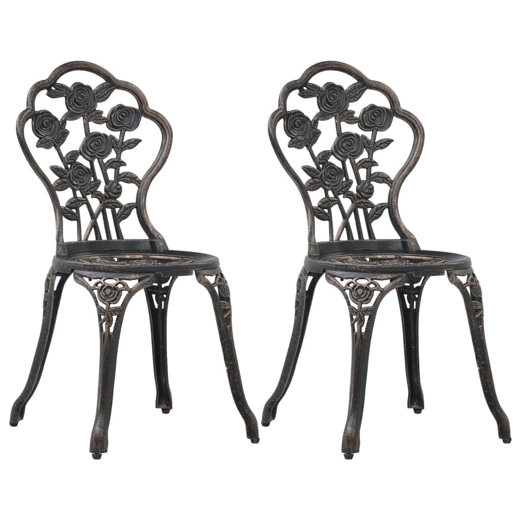 Bistro kėdės, 2vnt., bronzinės spalvos, lietas aliuminis