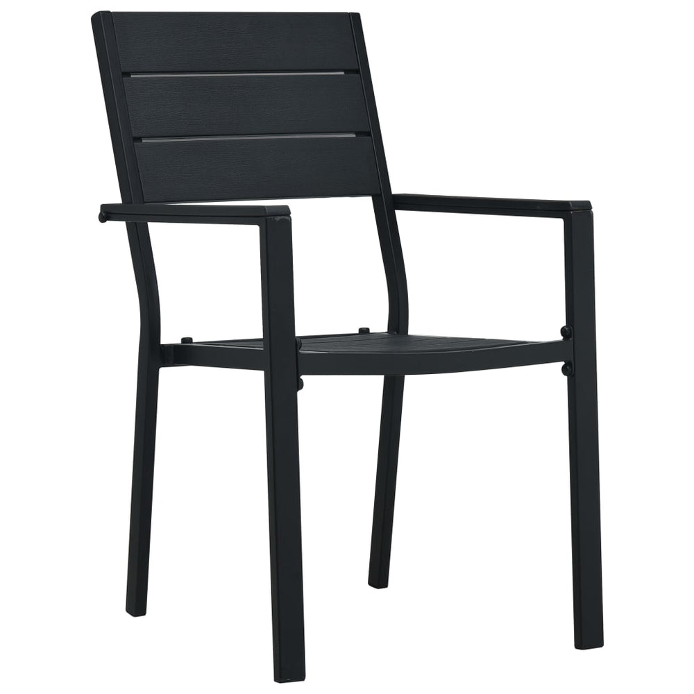 Sodo kėdės, 2vnt., juodos spalvos, HDPE, medienos imitacija