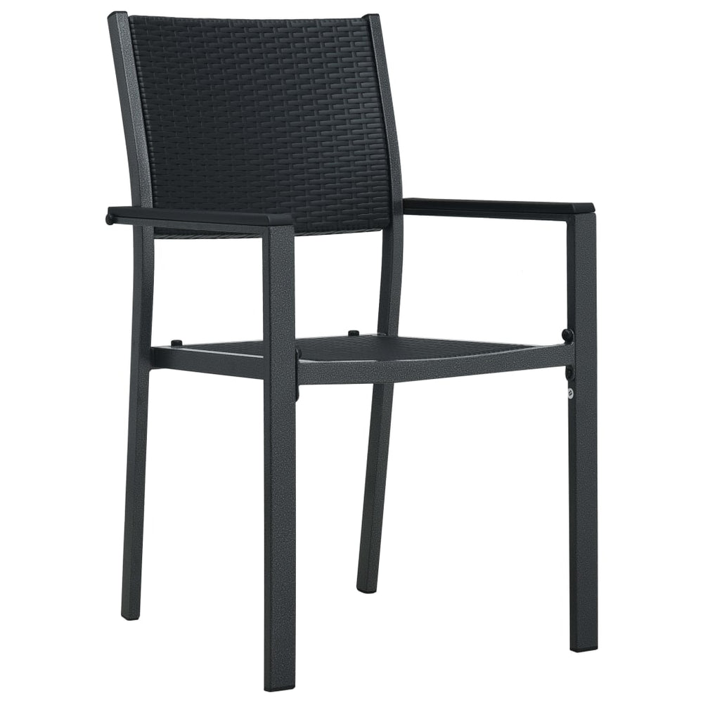 Sodo kėdės, 2vnt., juodos spalvos, plastikas, ratano imitacija