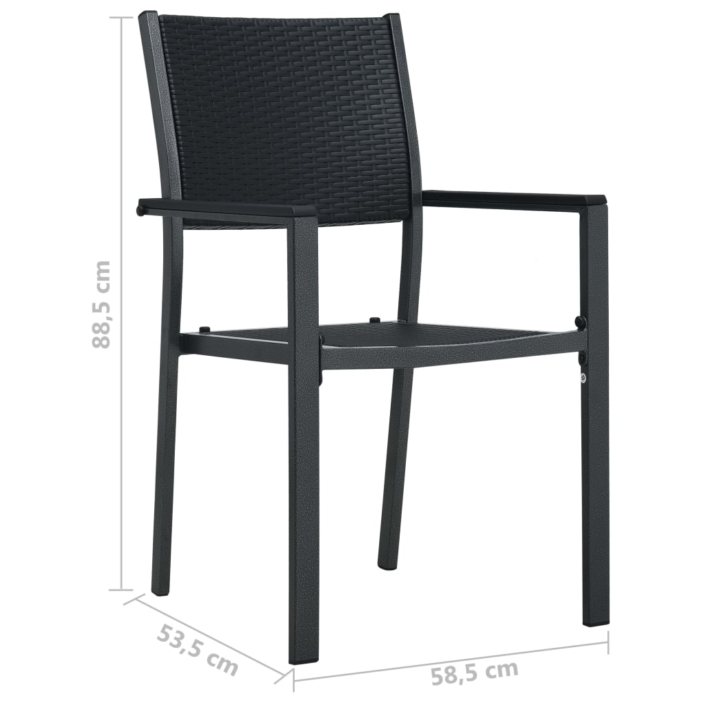 Sodo kėdės, 2vnt., juodos spalvos, plastikas, ratano imitacija
