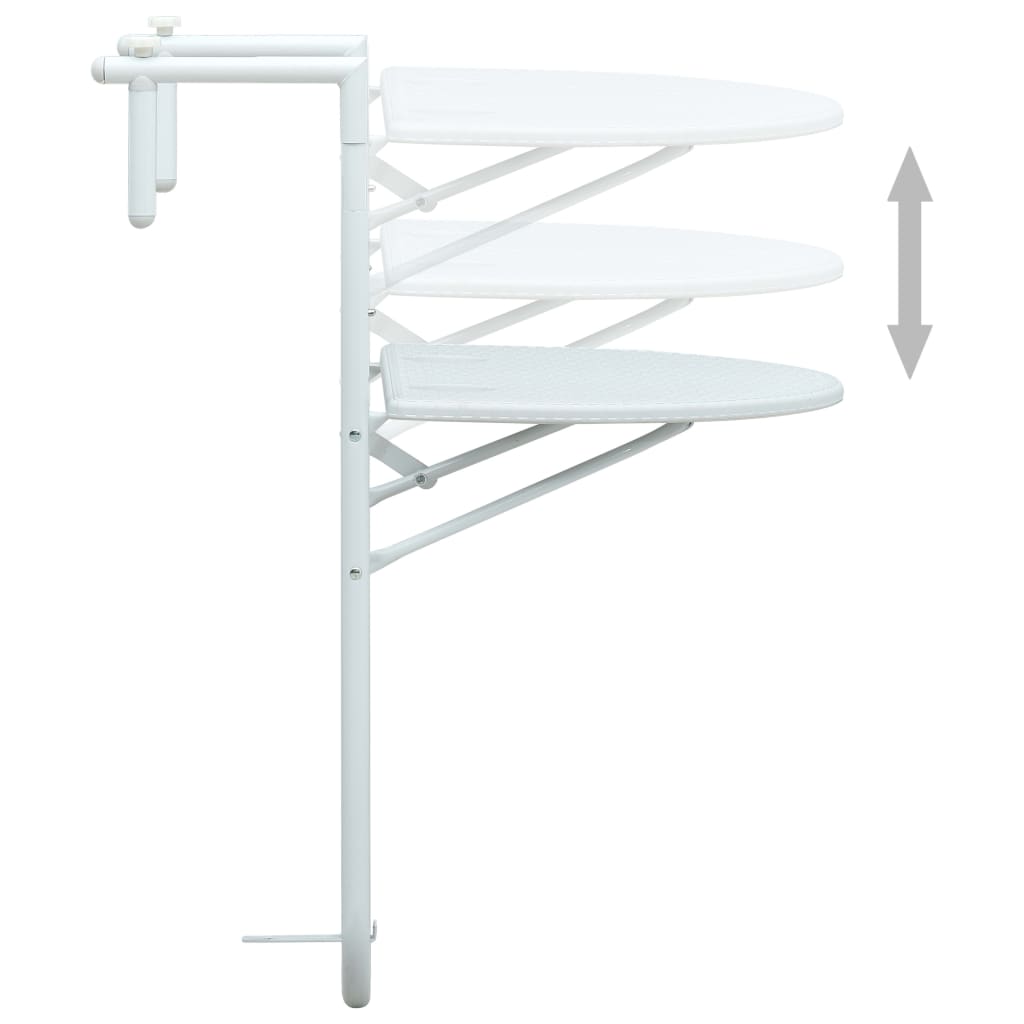 Pakabinamas balkono stalas, baltas, 60x64x83,5cm, plastikas