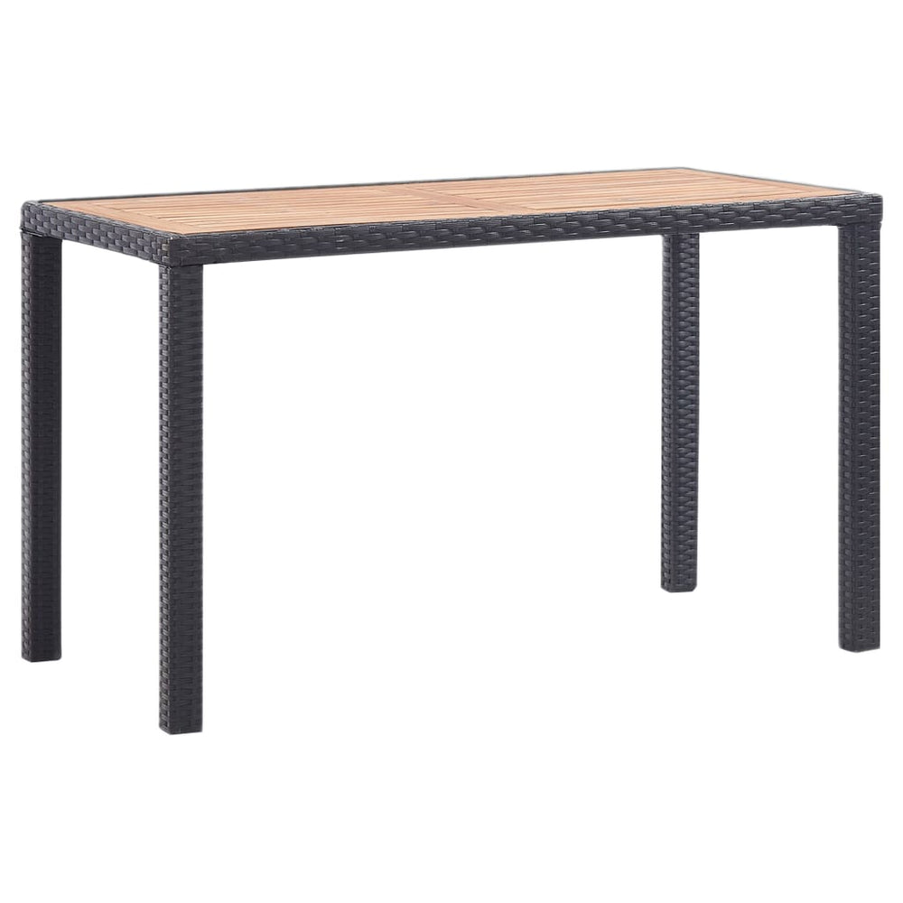 Sodo stalas, juodas ir rudas, 123x60x74cm, akacijos masyvas