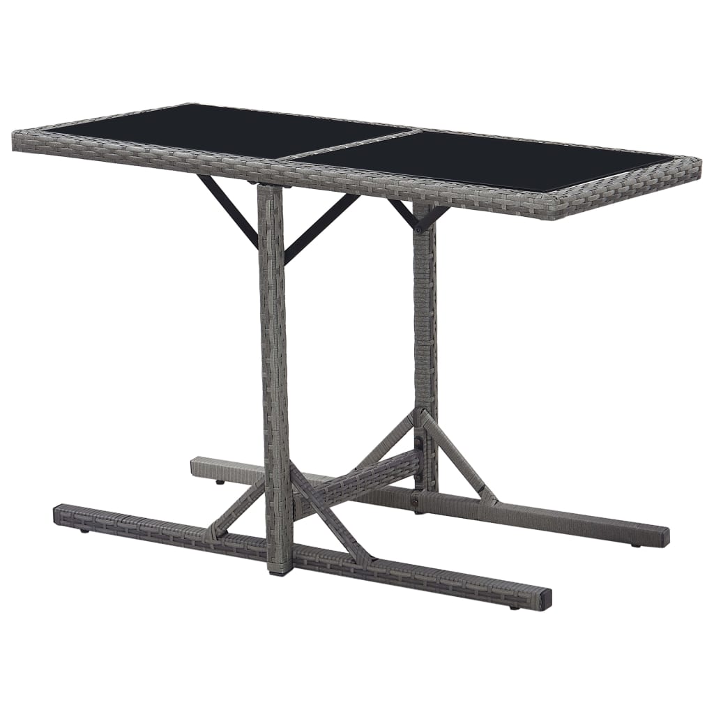 Sodo stalas, juodos spalvos, 110x53x72cm, stiklas, poliratanas