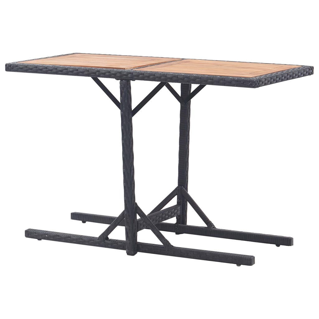 Sodo stalas, Juoda, akacijos medienos masyvas, poliratanas