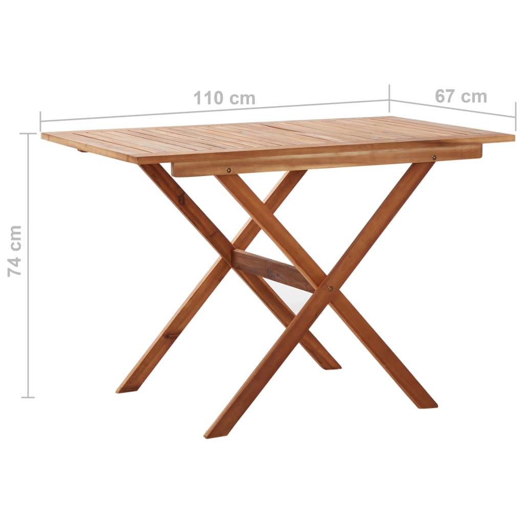 Sulankstomas sodo stalas, 110x67x74cm, akacijos masyvas