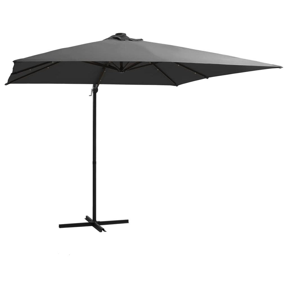 Gembinis skėtis su LED/plieniniu stulpu, antracito, 250x250cm