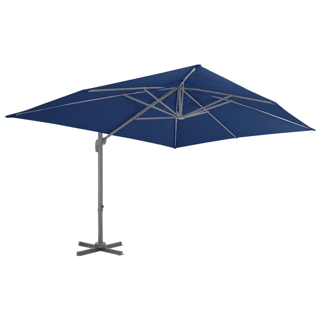 Gembės formos skėtis su aliuminio stulpu, mėlynos spalvos, 4x3m