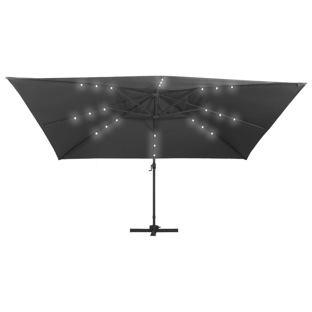 Gembinis skėtis su LED/aliuminio stulpu, antracito, 400x300cm