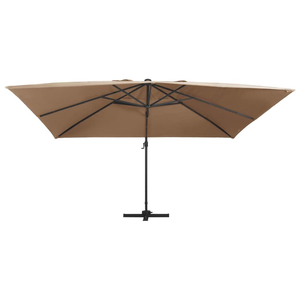 Gembinis skėtis su LED/aliuminio stulpu, taupe, 400x300cm