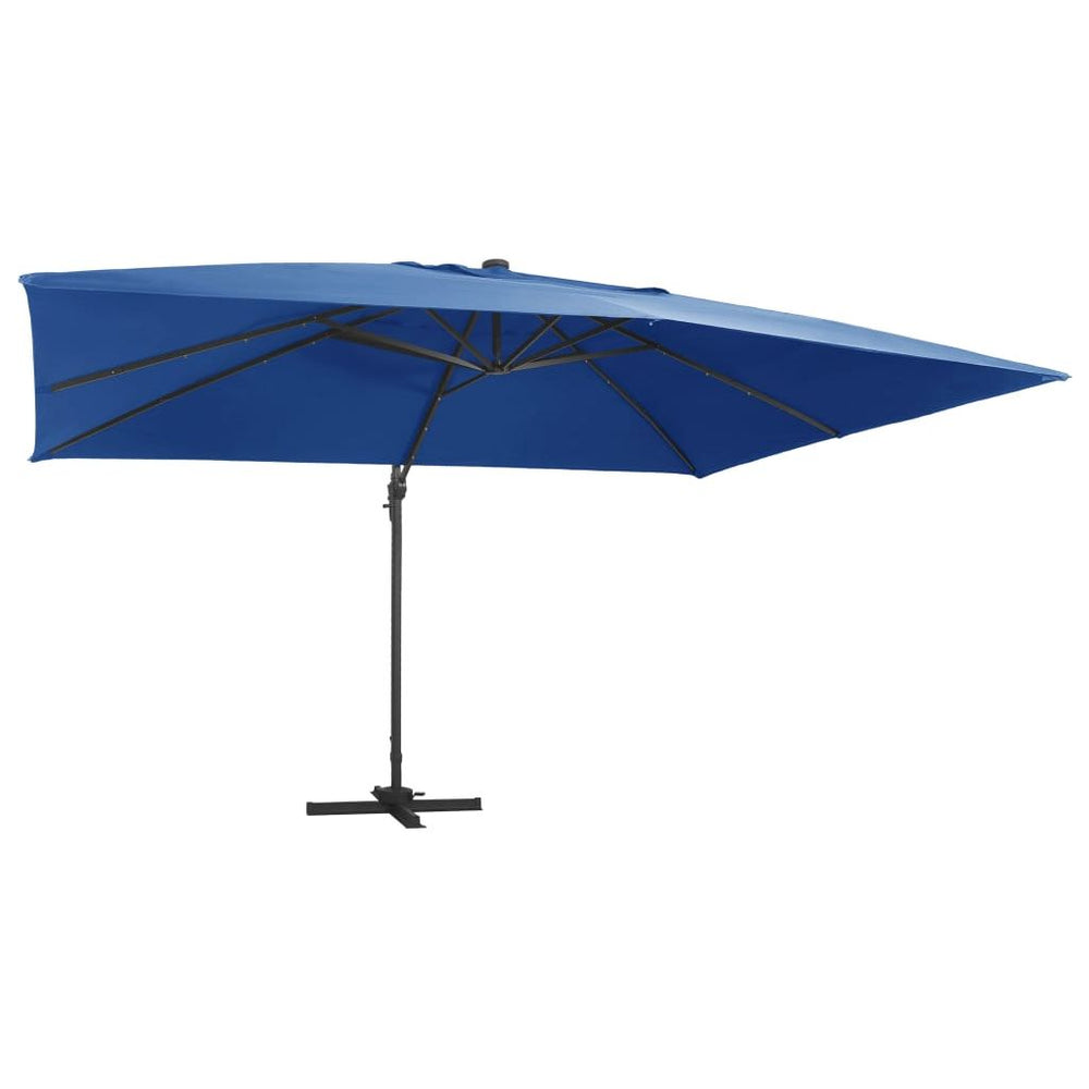 Gembinis skėtis su LED/aliuminio stulpu, mėlynas, 400x300cm