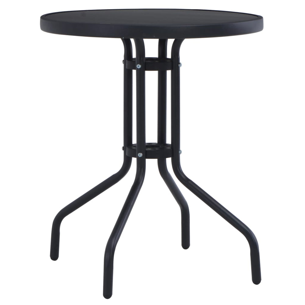 Sodo stalas, juodos spalvos, 60cm, plienas ir stiklas