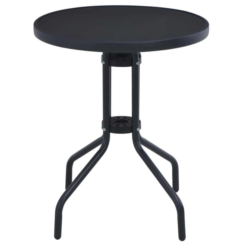 Sodo stalas, juodos spalvos, 60cm, plienas ir stiklas