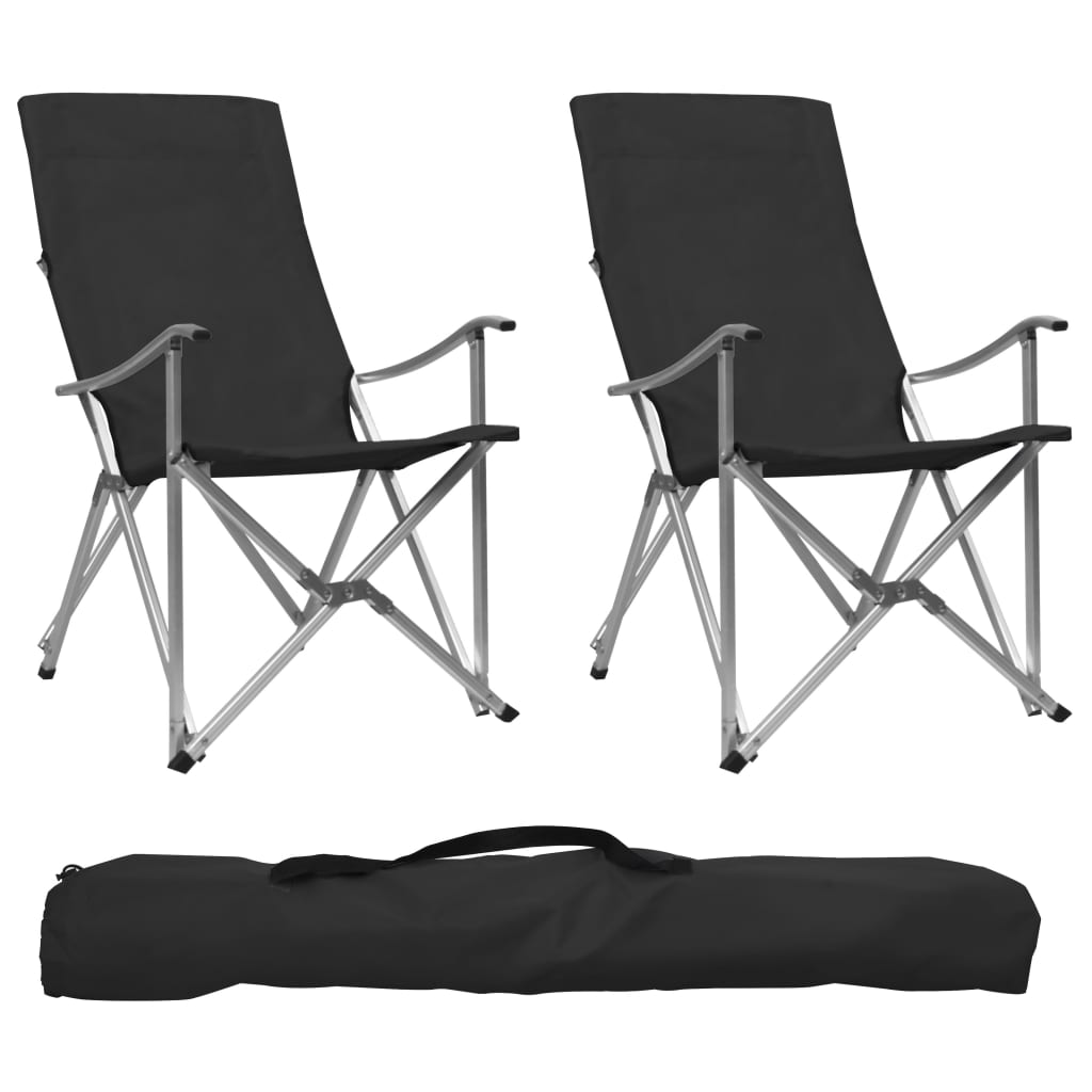 Sulankstomos stovyklavimo kėdės, 2vnt., juodos spalvos