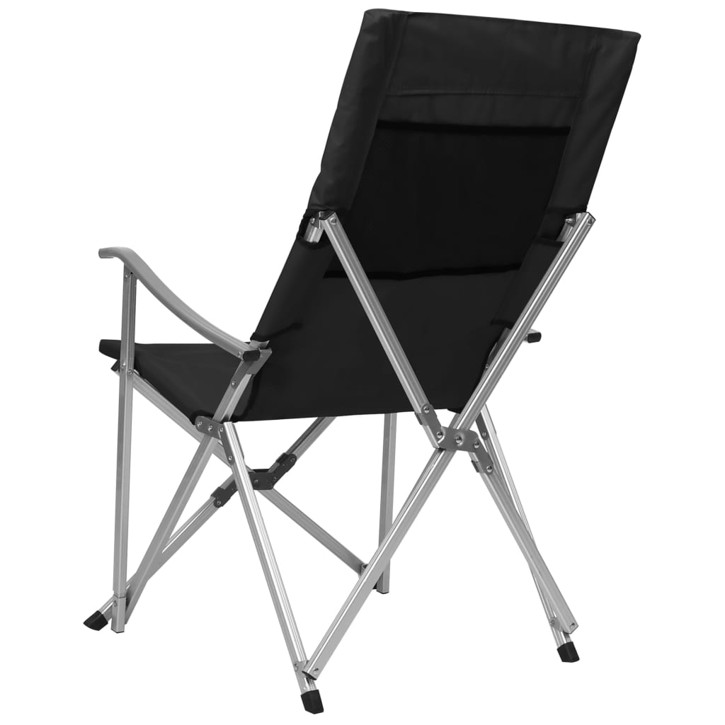 Sulankstomos stovyklavimo kėdės, 2vnt., juodos spalvos