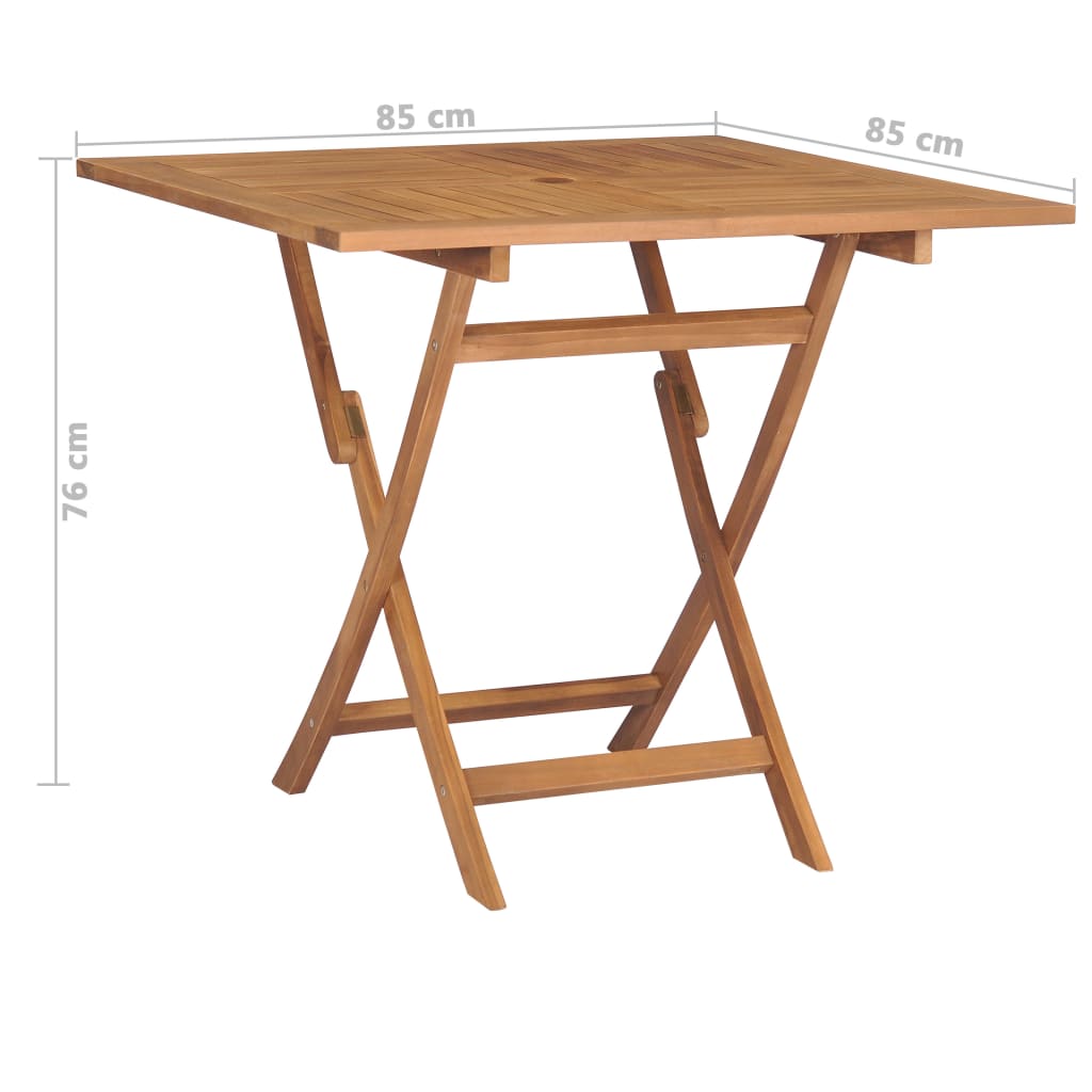 Sulankstomas sodo stalas, 85x85x76cm, tikmedžio masyvas