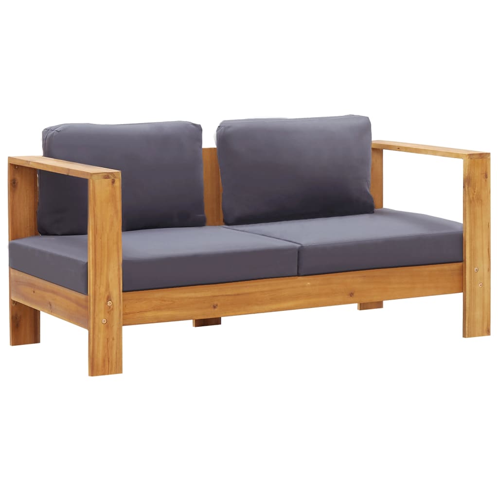 Sodo sofa-suoliukas su pagalvėmis, 140cm, pilka, akacija