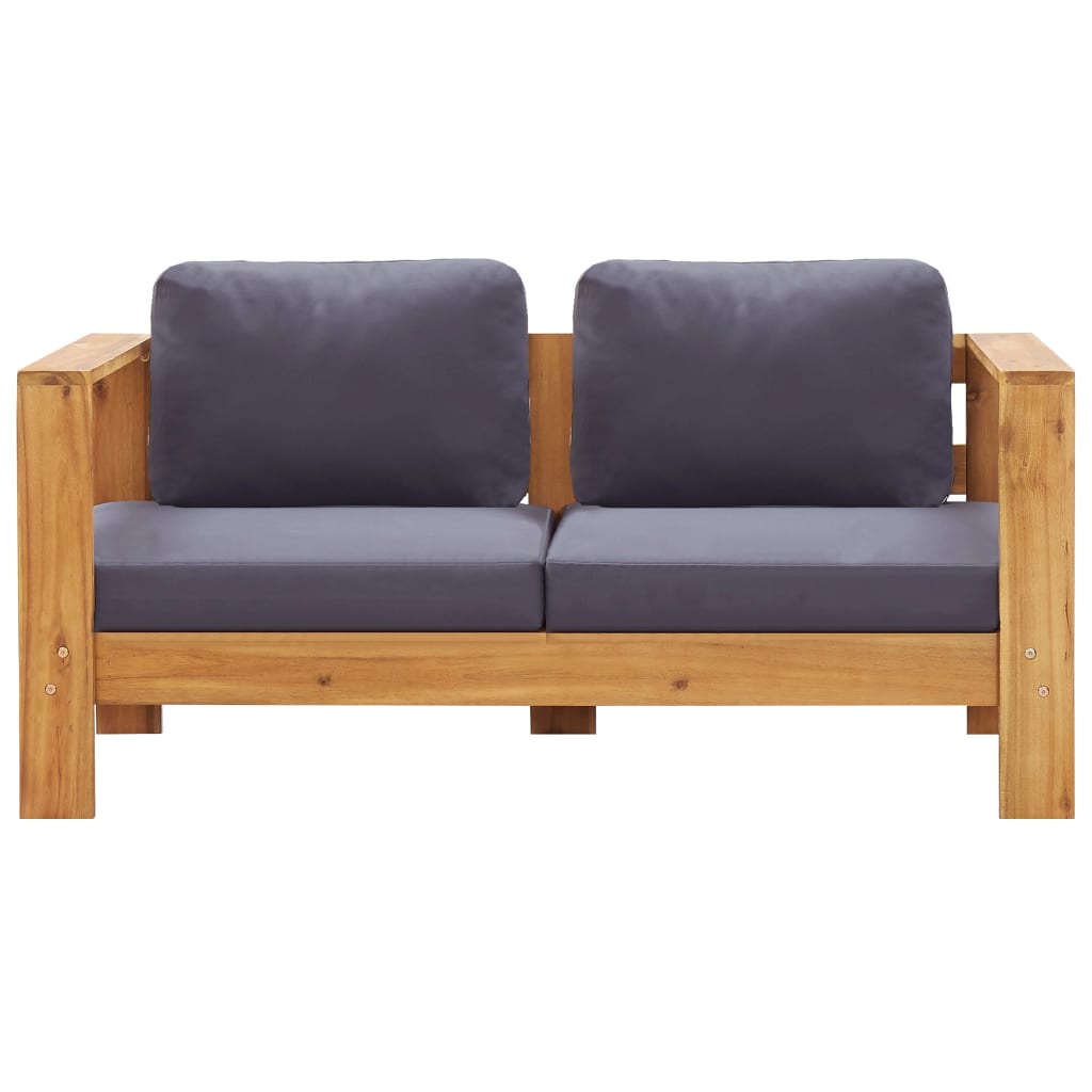 Sodo sofa-suoliukas su pagalvėmis, 140cm, pilka, akacija