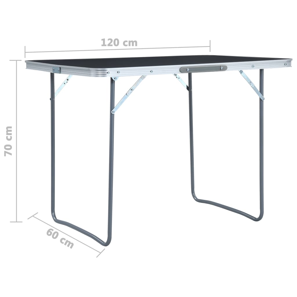 Sulankstomas stovyklavimo stalas, pilkas, 120x60cm, aliuminis