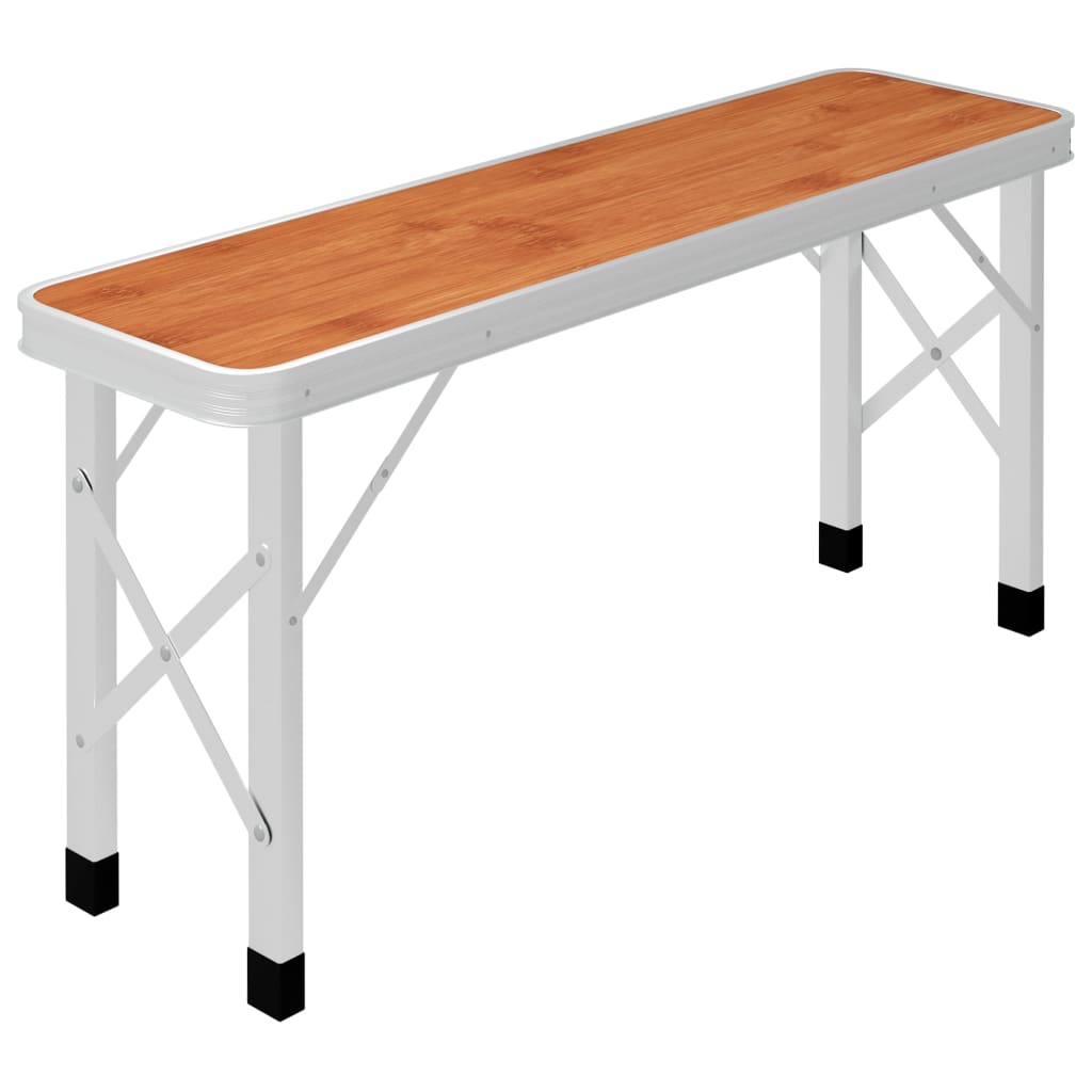 Sulankstomas stalas su 2 suoliukais, rudas, aliuminis