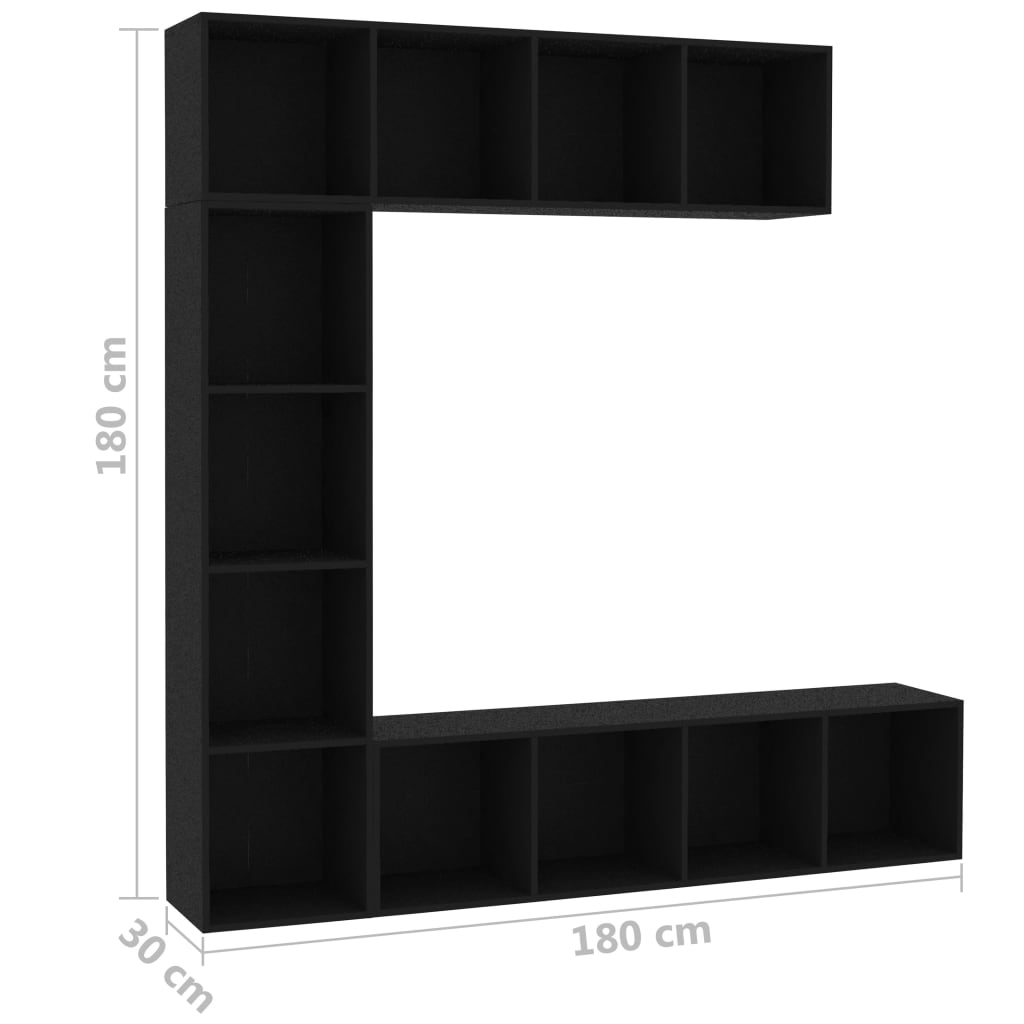 Spint. knygoms/televizoriui rink., 3d., juod. sp., 180x30x180cm