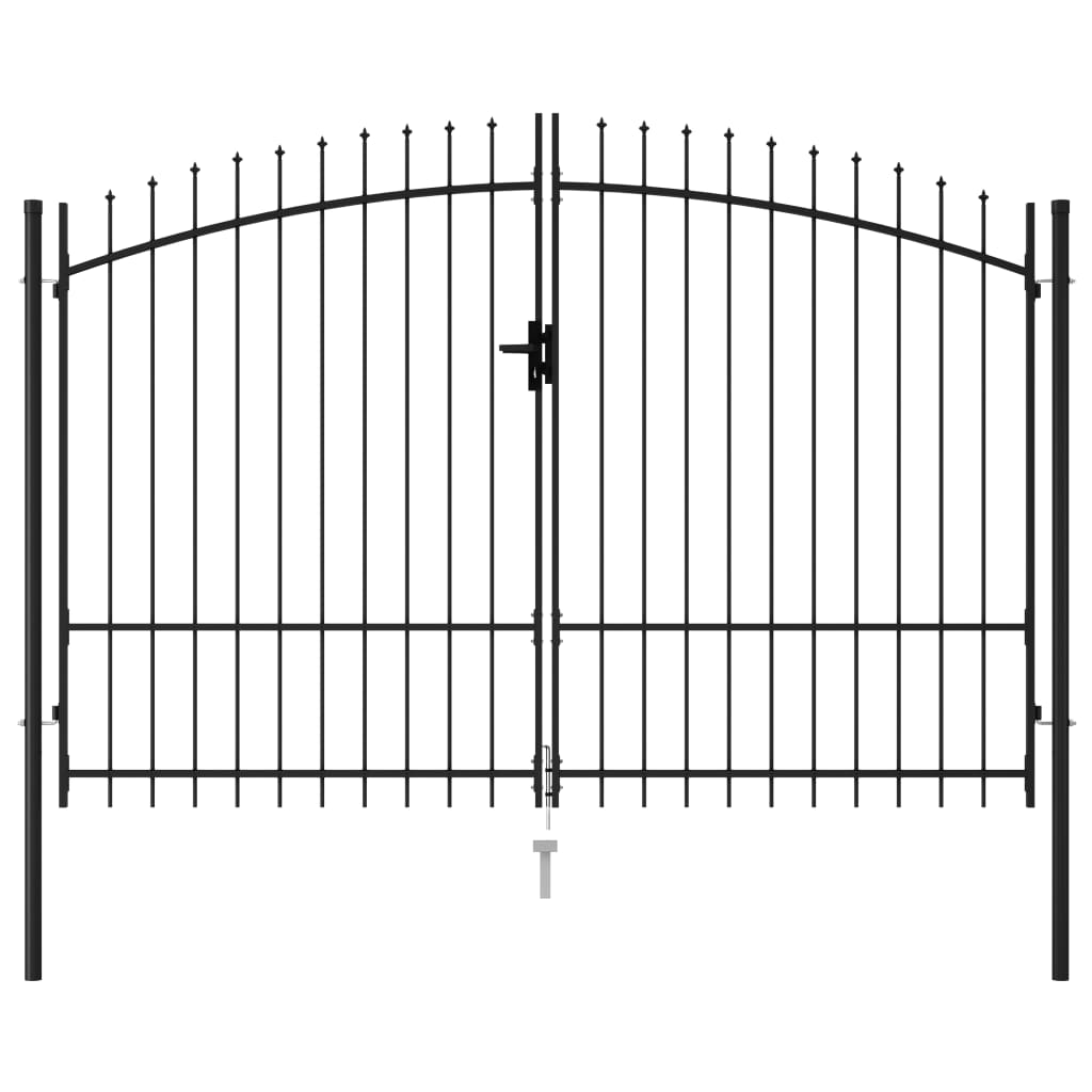 Vartai su smailiais viršugaliais, juodi, 3x1,75m, plienas