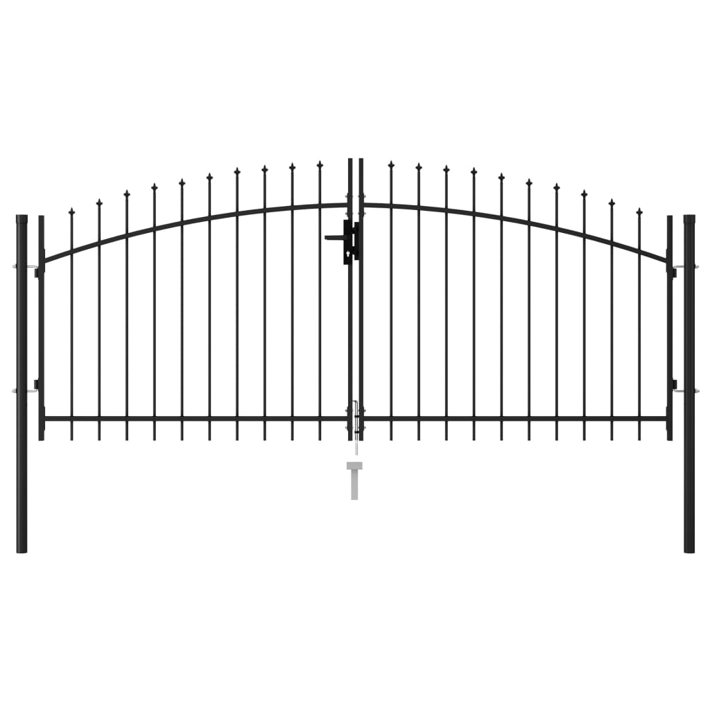 Vartai su smailiais viršugaliais, juodi, 3x1,25m, plienas