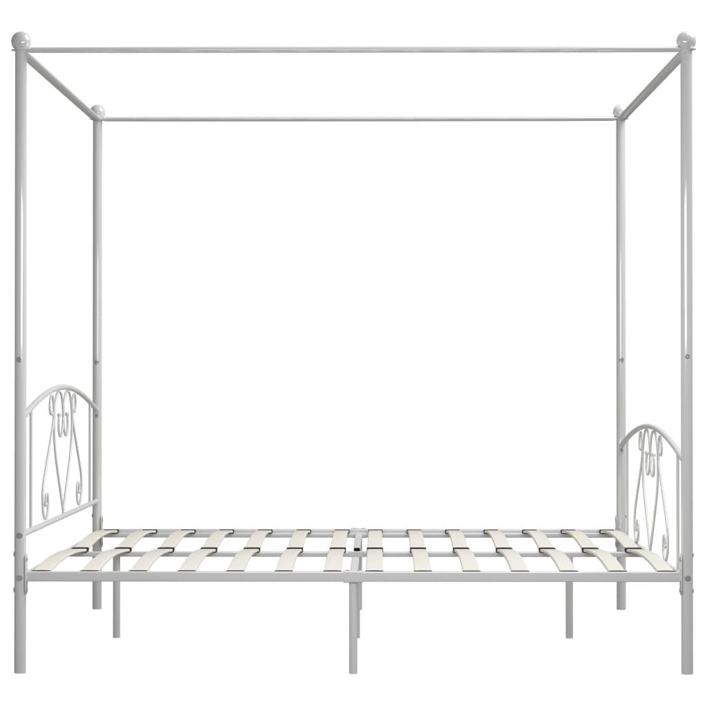 Lovos rėmas su baldakimu, baltos spalvos, 180x200cm, metalas