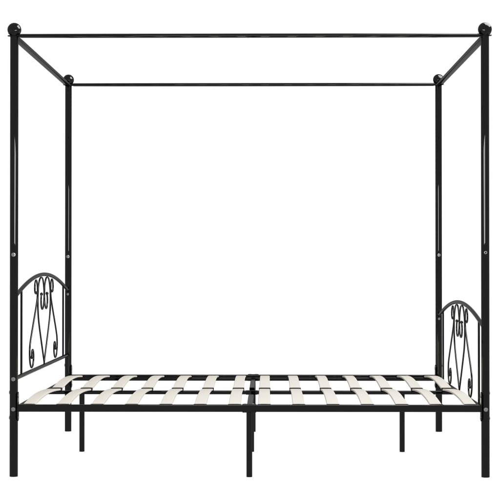 Lovos rėmas su baldakimu, juodos spalvos, 180x200cm, metalas