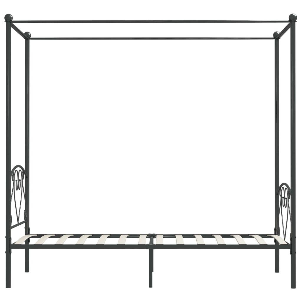 Lovos rėmas su baldakimu, pilkos spalvos, 120x200cm, metalas