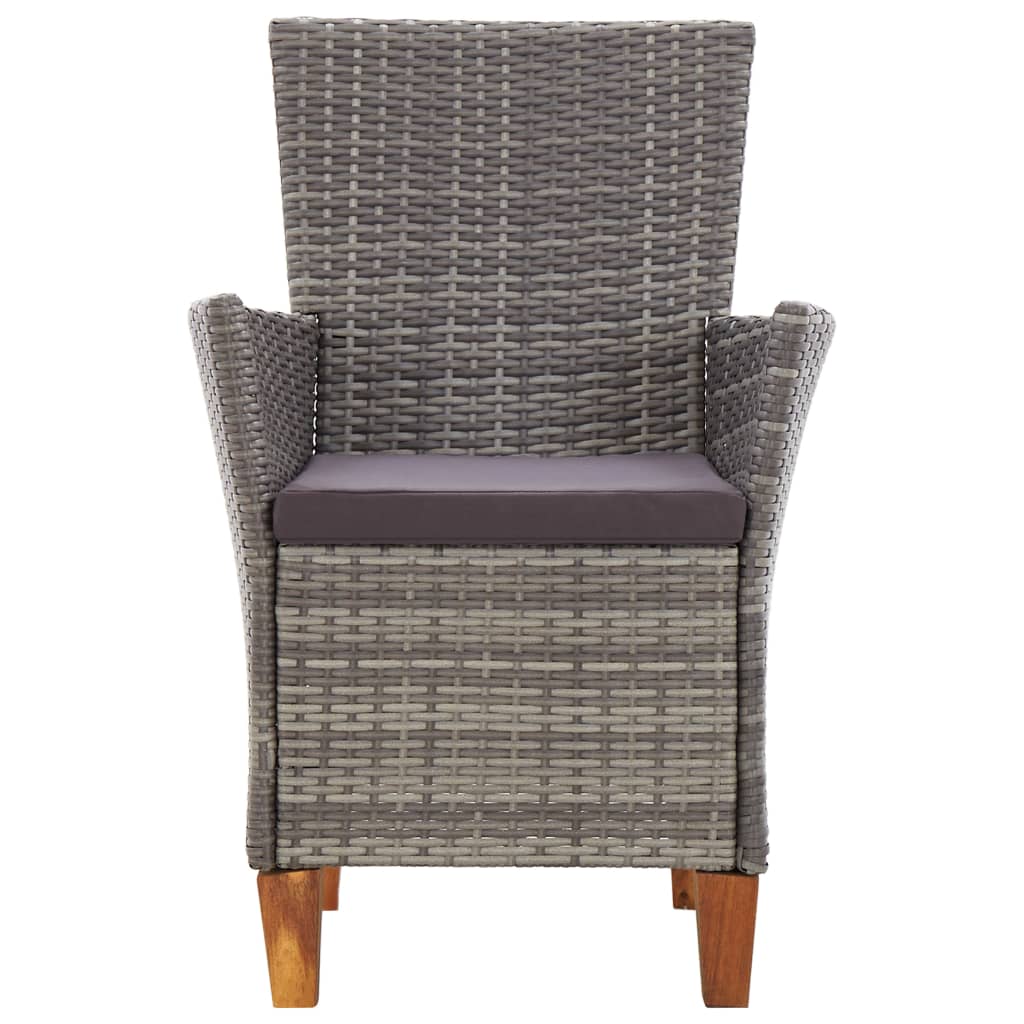 Sodo kėdės su pagalvėlėmis, 2vnt., pilkos spalvos, poliratanas
