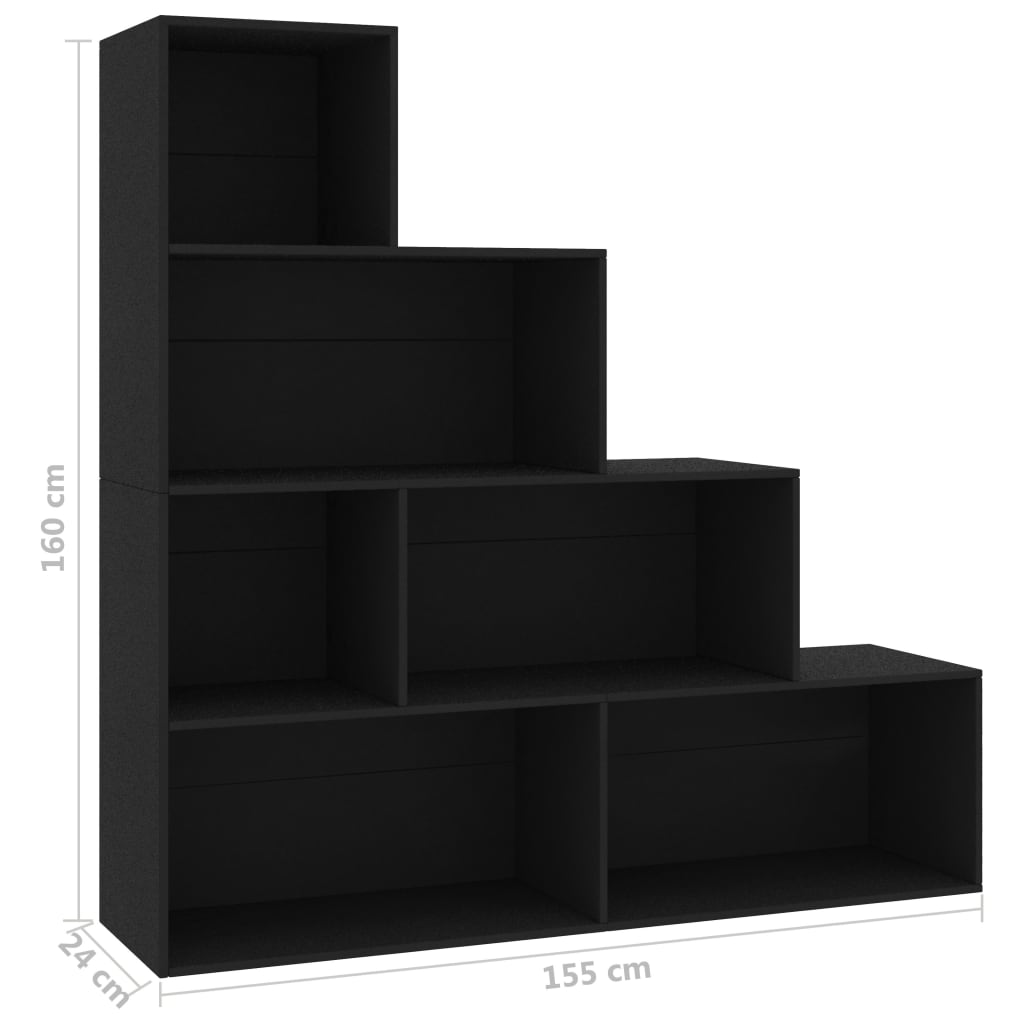 Spintelė knygoms/kambario pertvara, juoda, 155x24x160cm, MDP