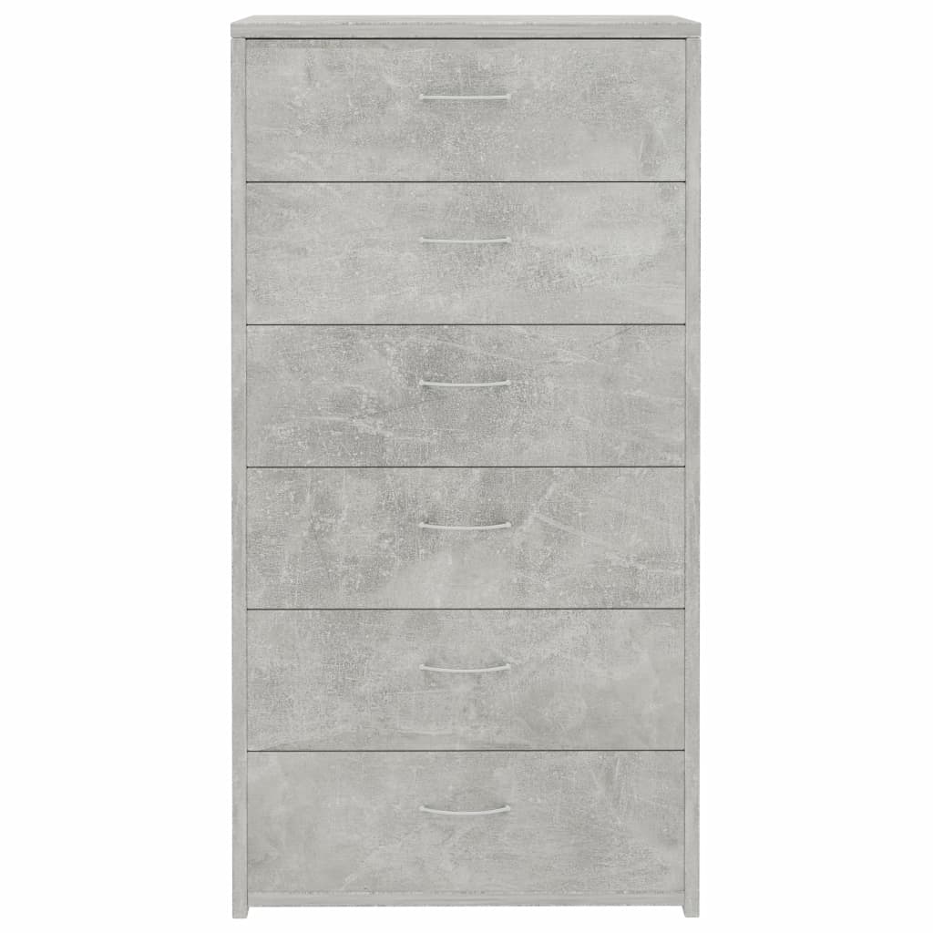 Šoninė spintelė su 7 stalčiais, betono pilka, 50x34x96cm, MDP