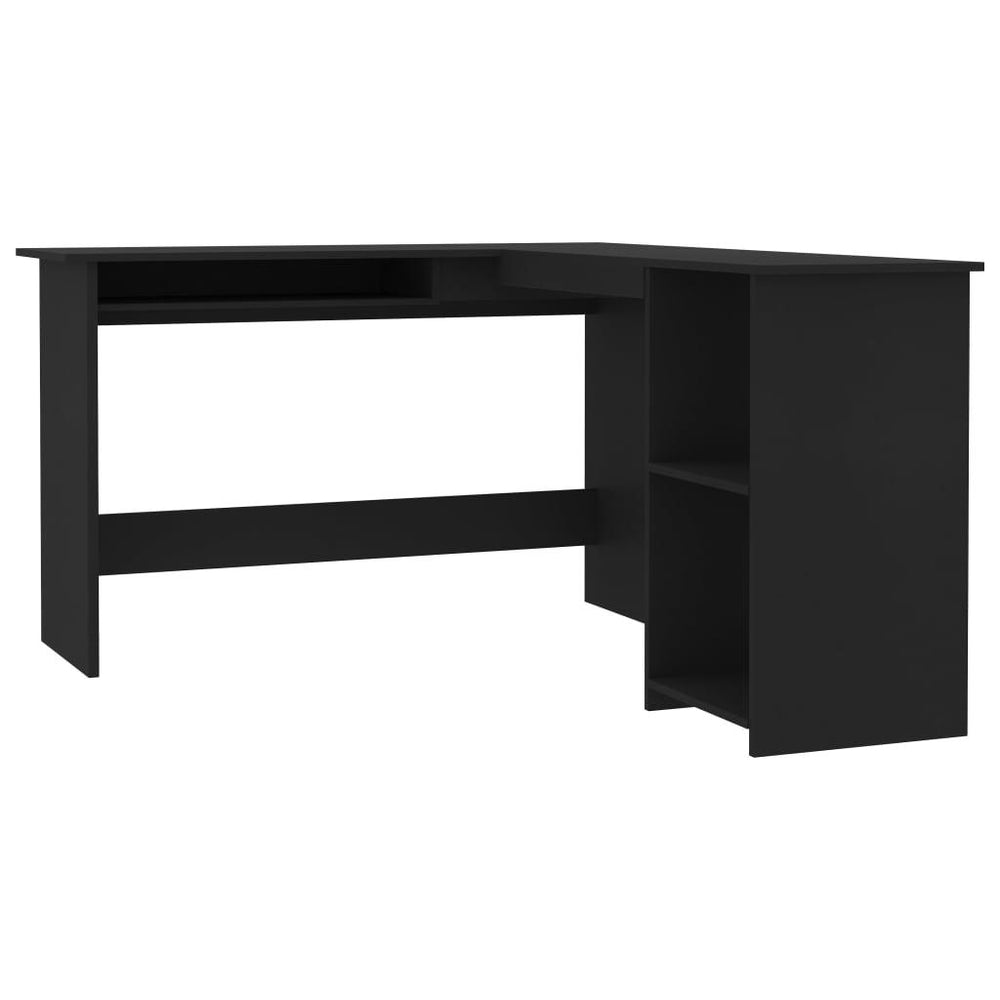 Kampinis stalas, juodos spalvos, 120x140x75cm, MDP, L formos