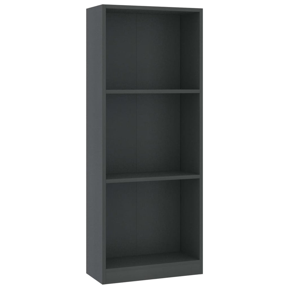 Spintelė knygoms, 3 lentynos, pilkos spalvos, 40x24x108cm, MDP