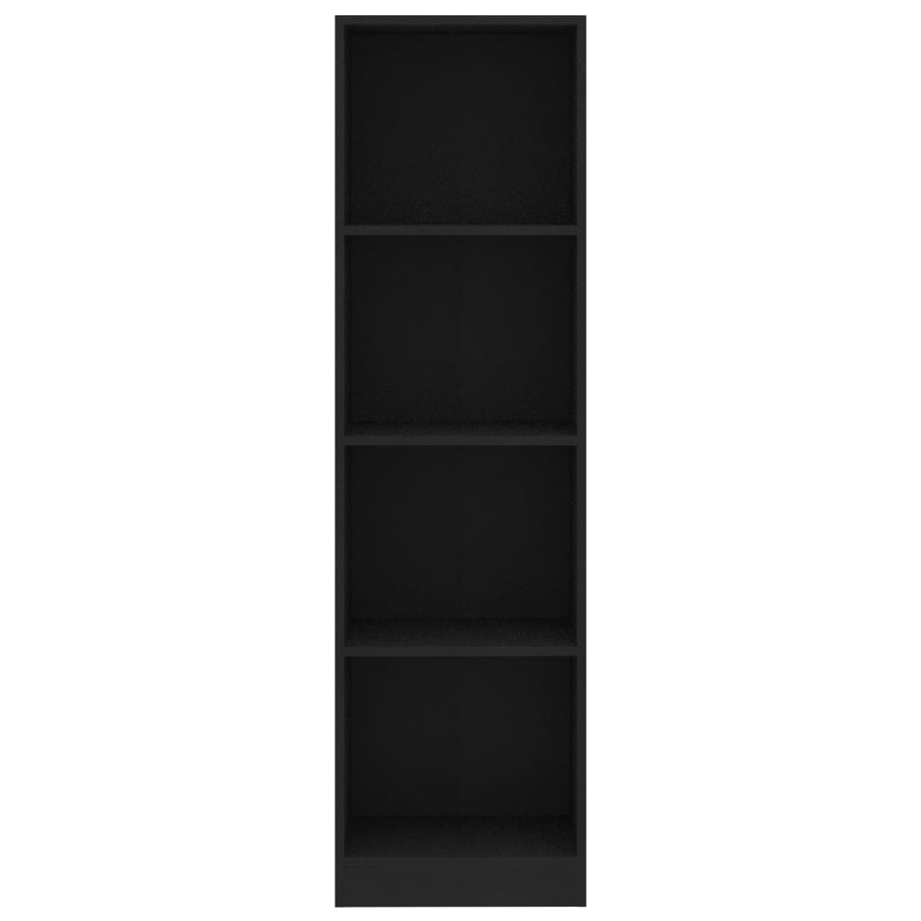 Spintelė knygoms, 4 lentynos, juodos spalvos, 40x24x142cm, MDP