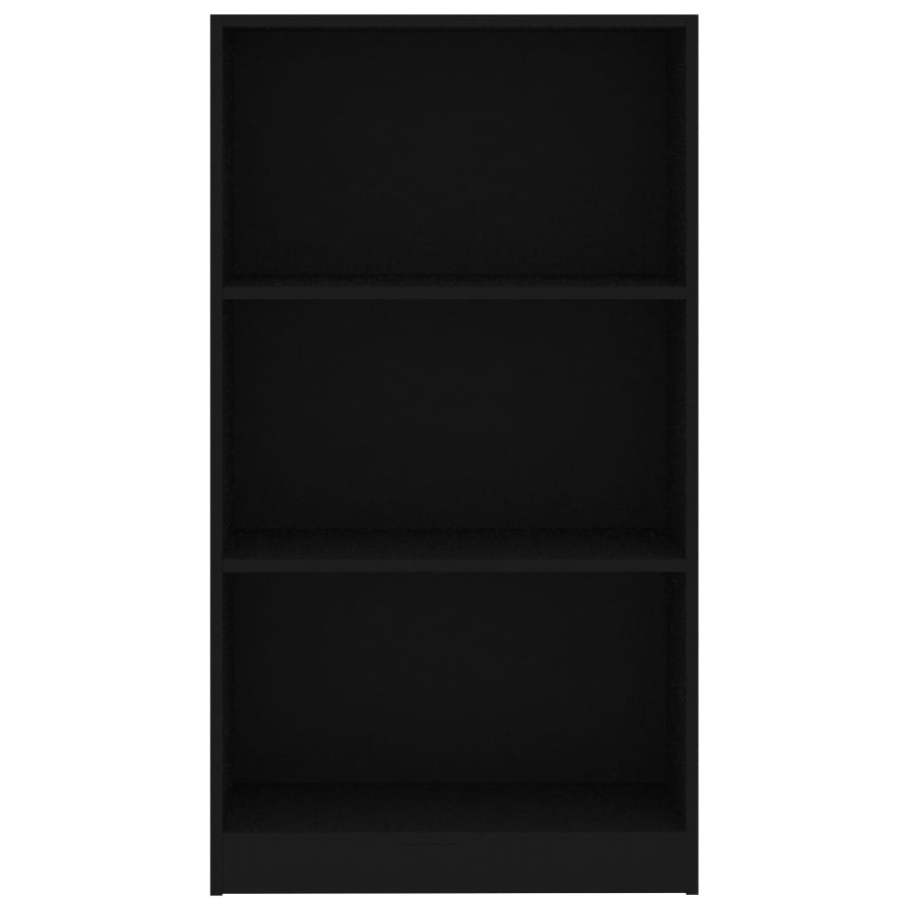 Spintelė knygoms, 3 lentynos, juodos spalvos, 60x24x108cm, MDP