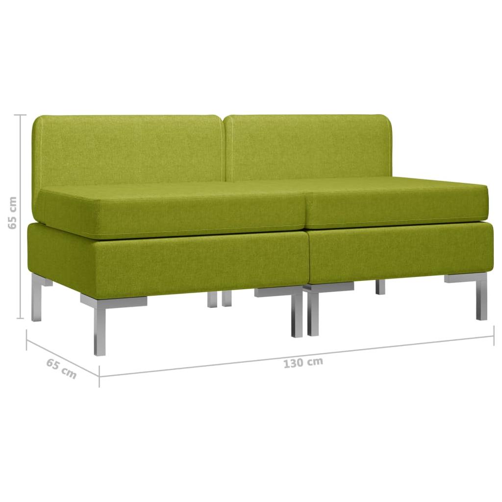 Modulinės vidurinės sofos su pagalvėmis, 2vnt., žalios, audinys
