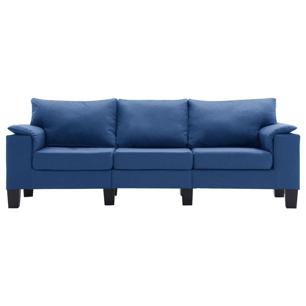 Trivietė sofa, mėlynos spalvos, audinys
