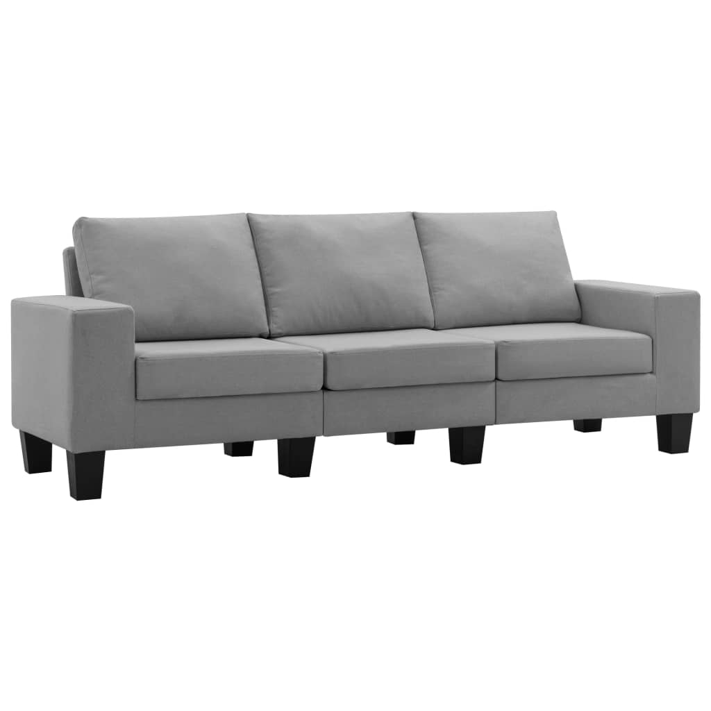 Trivietė sofa, šviesiai pilkos spalvos, audinys
