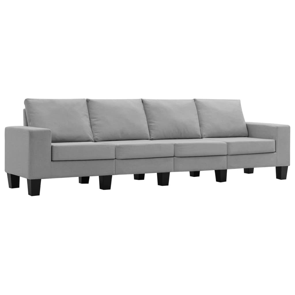 Keturvietė sofa, šviesiai pilkos spalvos, audinys