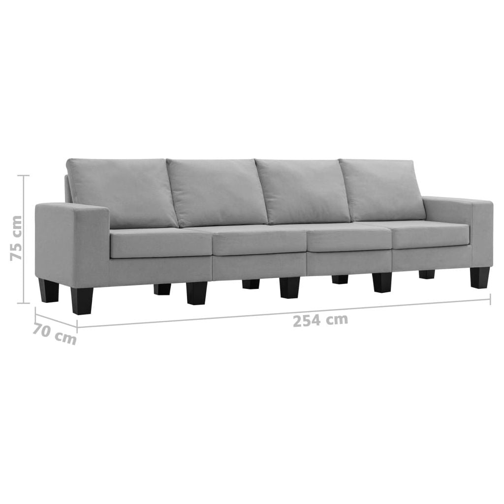 Keturvietė sofa, šviesiai pilkos spalvos, audinys