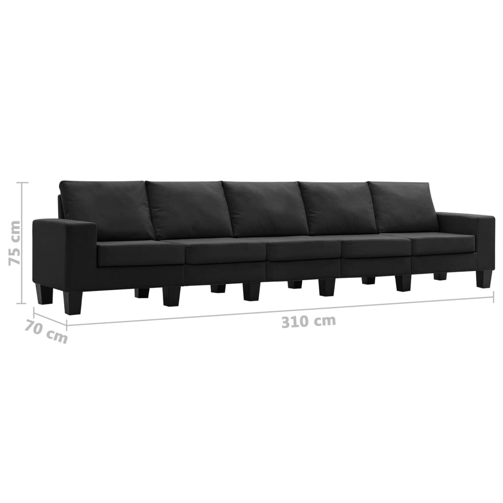 Penkiavietė sofa, juodos spalvos, audinys