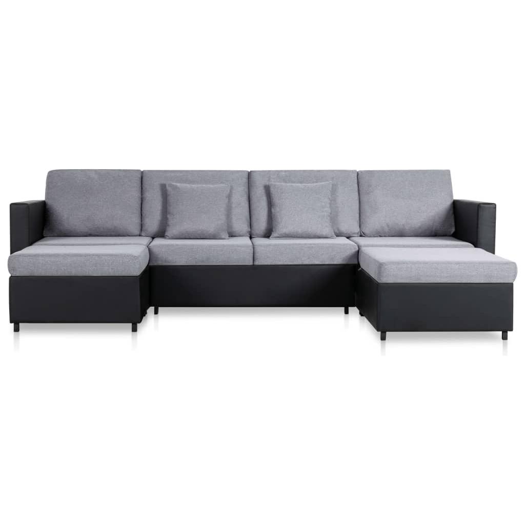 Ištraukiama sofa-lova, juodos spalvos, dirbtinė oda, keturvietė