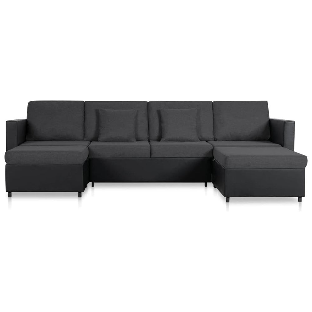 Ištraukiama sofa-lova, juodos spalvos, dirbtinė oda, keturvietė