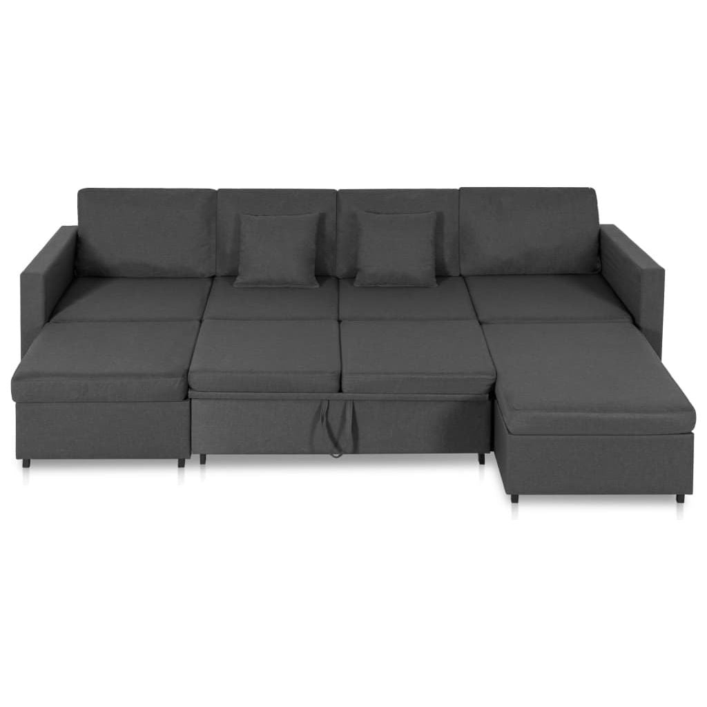 Ištraukiama sofa-lova, tamsiai pilka, audinys, keturvietė
