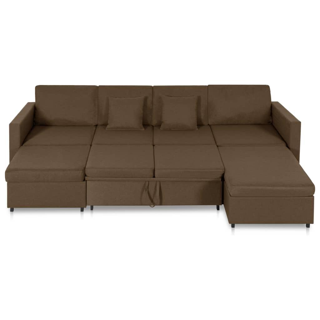 Ištraukiama sofa-lova, rudos spalvos, audinys, keturvietė